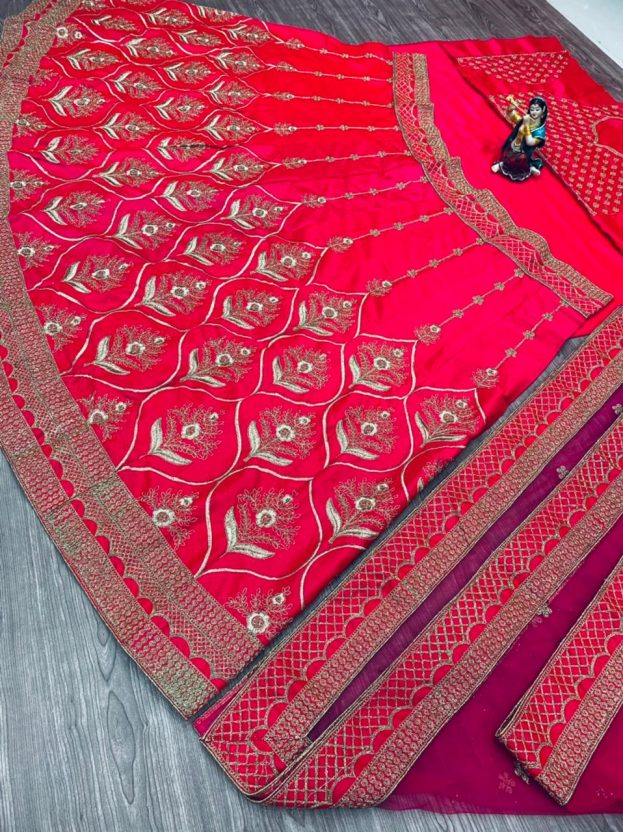 Heavy Malay Silk with Embroidery Work Lehenga Choli - Image 5