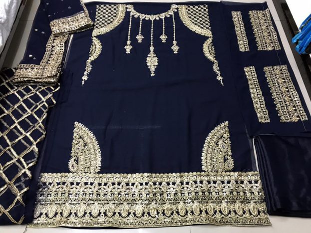 Fox Georgette With Coding Embroidery,Sequence and Real Mirror Stone work Lehenga - Image 2