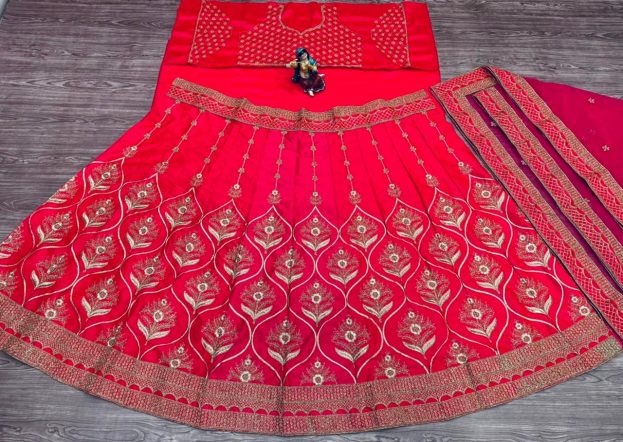 Heavy Malay Silk with Embroidery Work Lehenga Choli - Image 4