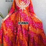 Beautiful cotton Long full grill flair gown embroidery Gota work