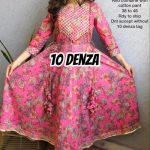 Beautiful cotton long Anarkali with full flair and gota work suit