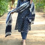 Latest Beautiful cotton printed kurti,pant & dupatta set
