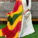 Premium cotton full shifley gown with beautiful pure bandhini designer dupatta